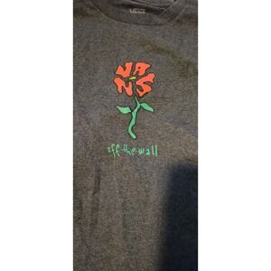 Vans Off The Wall T Shirt Men's Large Gray Rose Graphic Short Sleeve